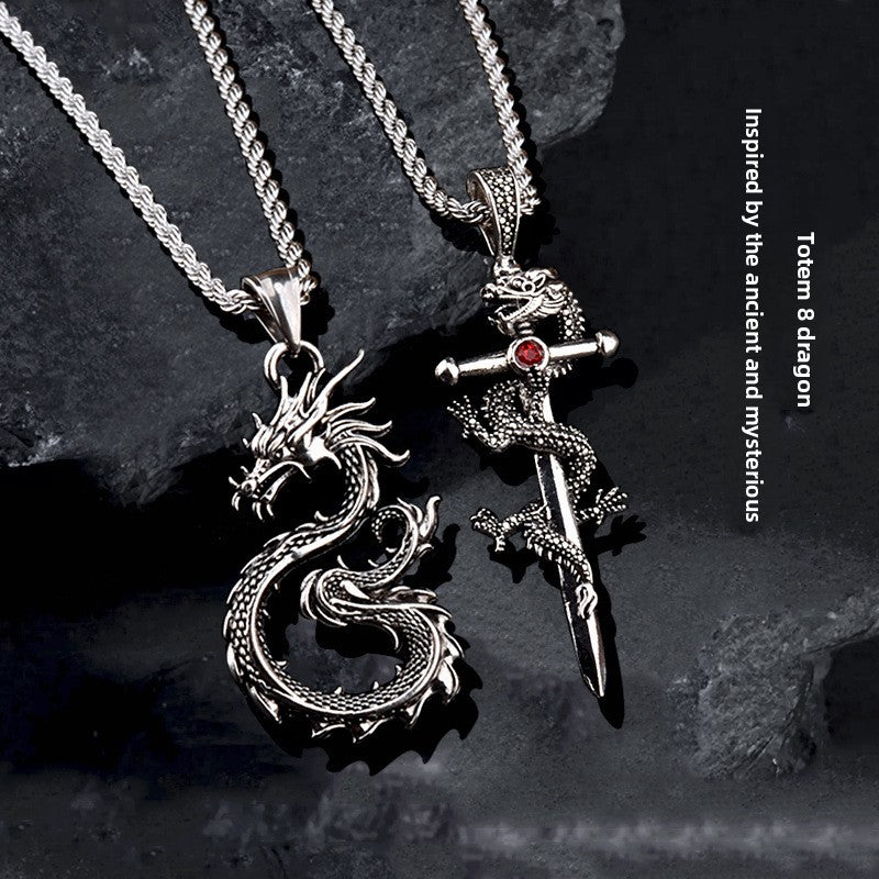 Titanium Steel Twist Chain Necklace Pendant