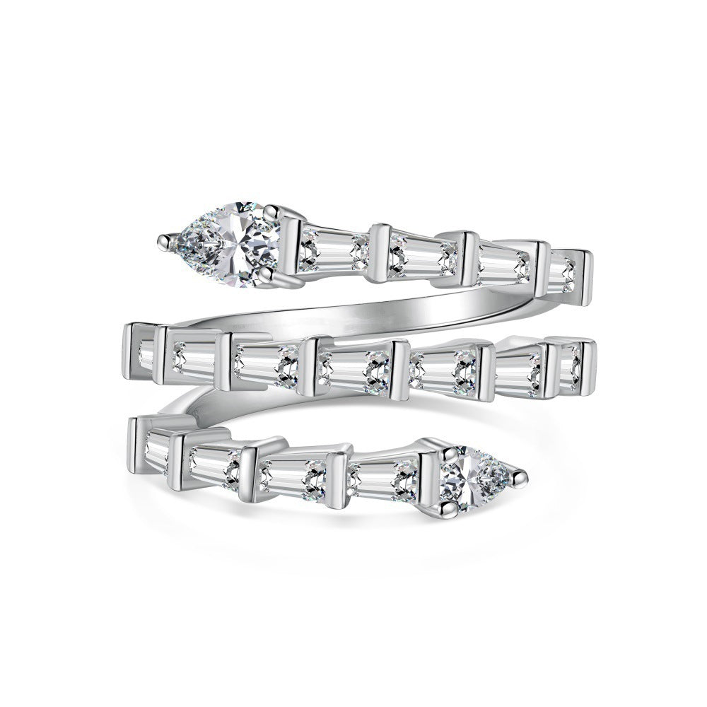Ring Spiral Full Zircon Inlaid Women Jewelry