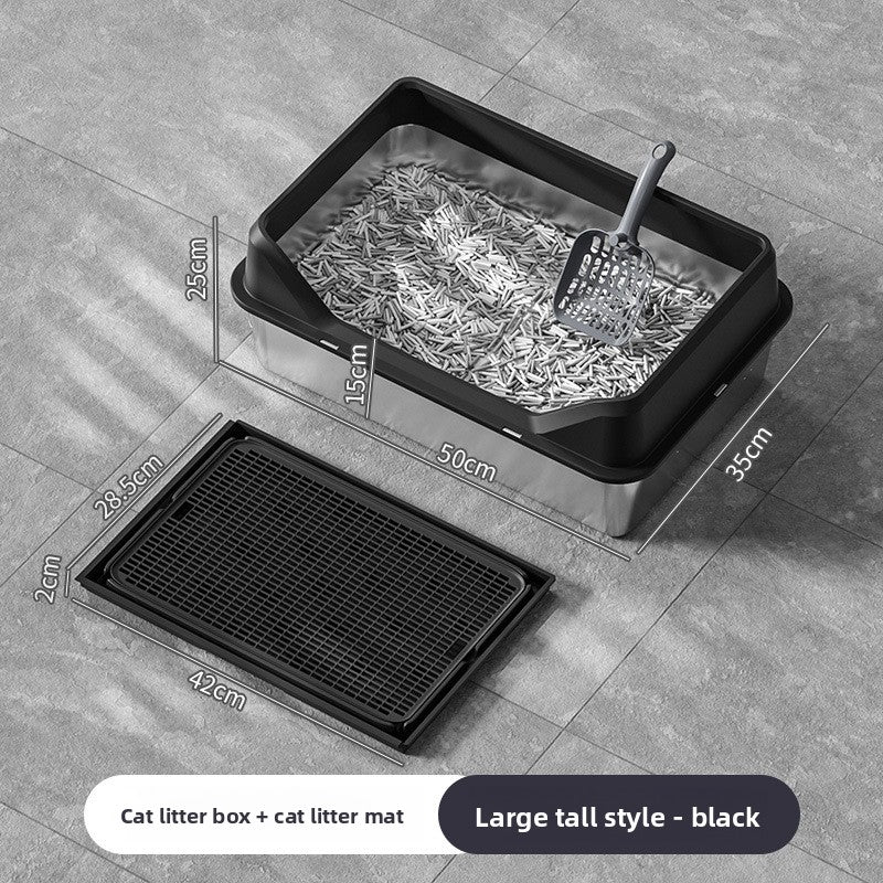 Stainless Steel Cat Litter Box with Anti-Splash Cover