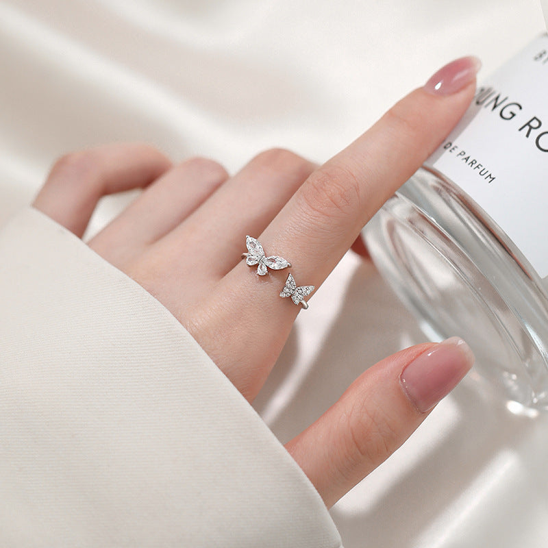 Butterfly Ring Adjustable Open Ring Women Light Luxury