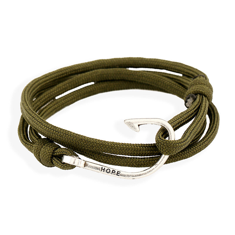 Marine-style alloy fishhook bracelet