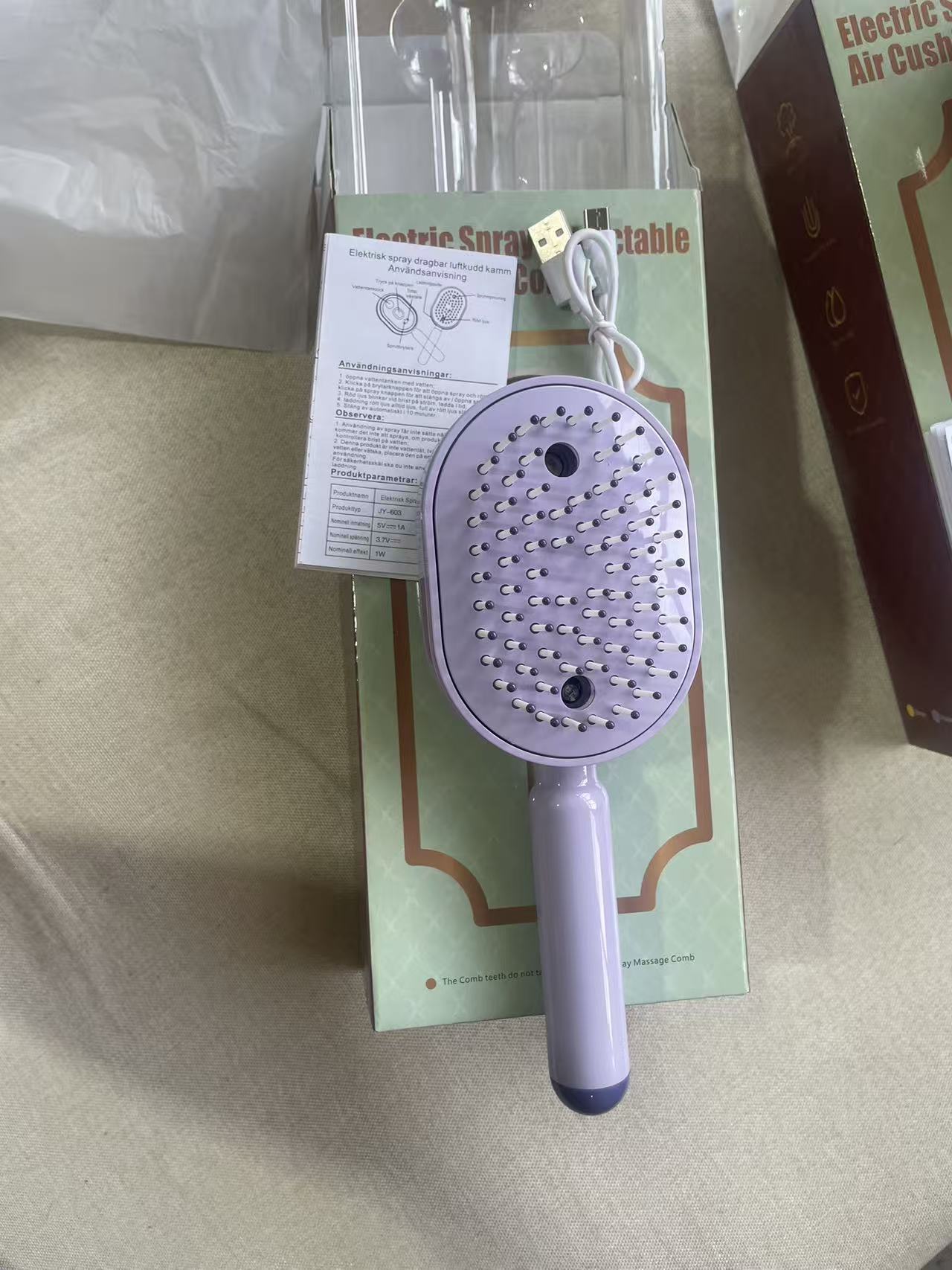 Electric Hair Comb with Oil Spray and Massage Function