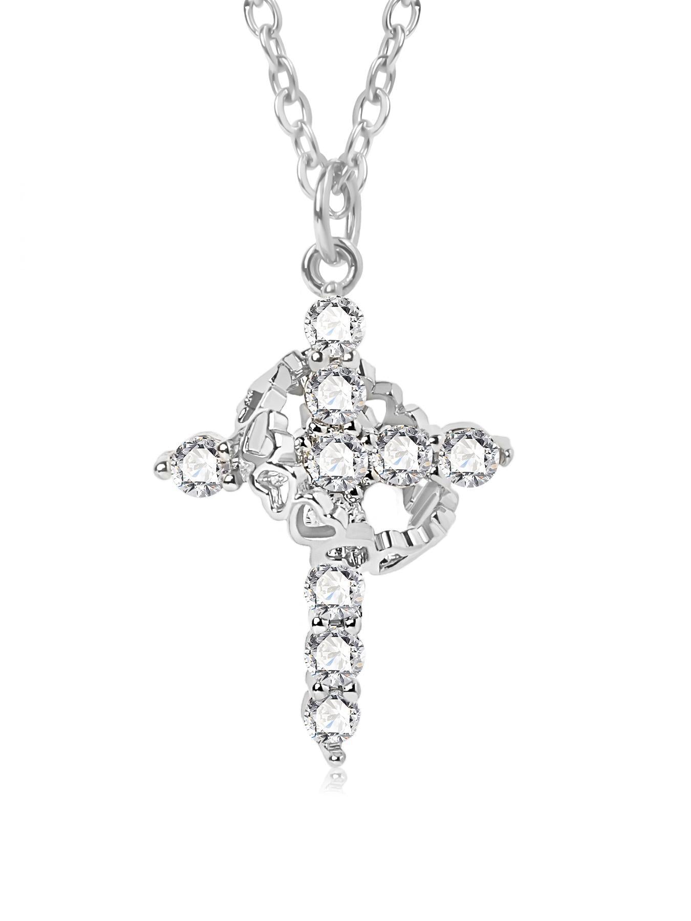 Rotating Zircon Cross Pendant Necklace