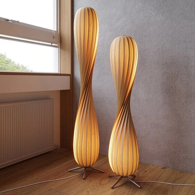 Nordic Wood Veneer LED Table Lamp
