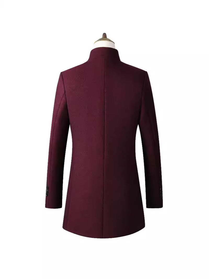 Mens Mid-Length Wool Blend Coat