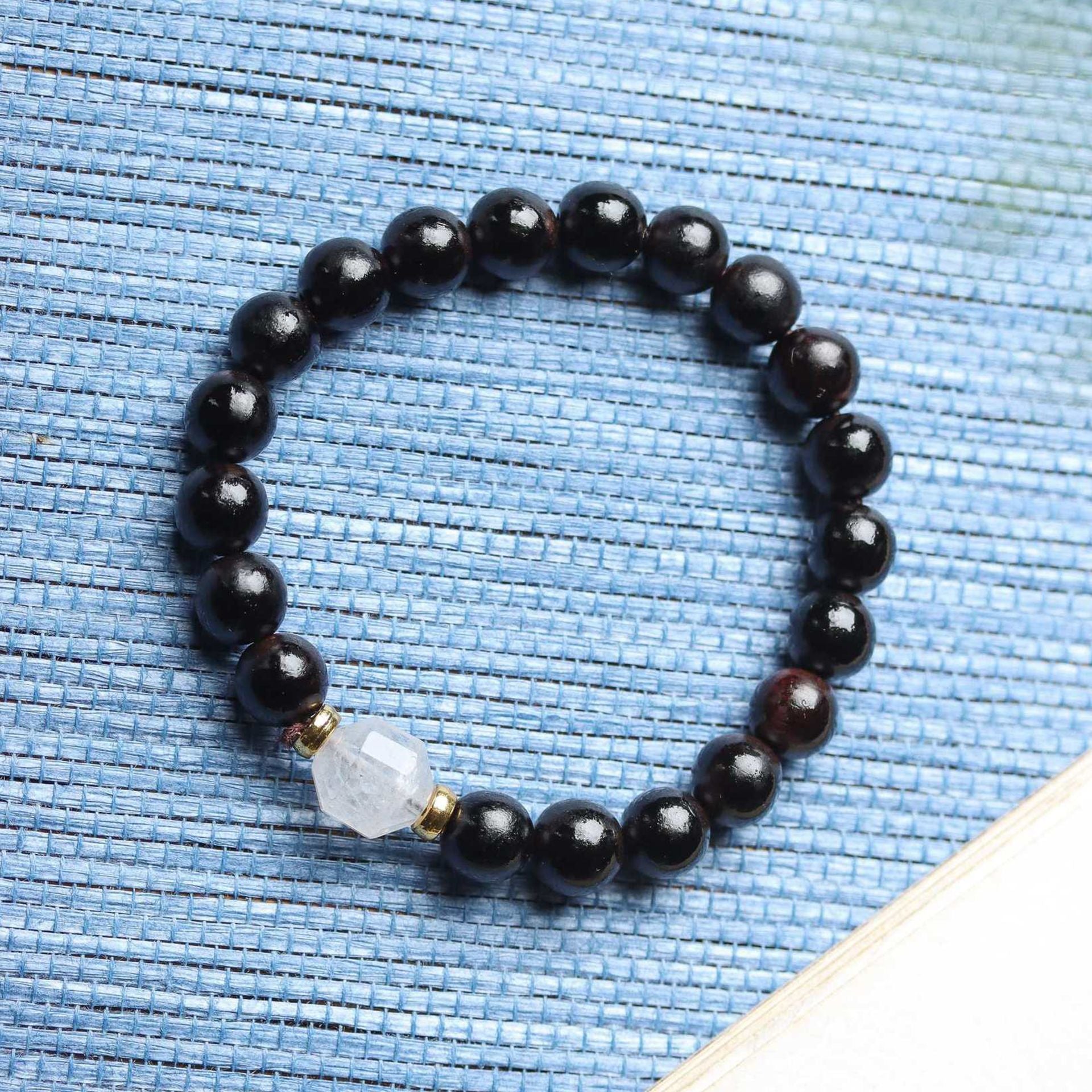 Ebony Wood Bracelet Zen Style Barrel Beads