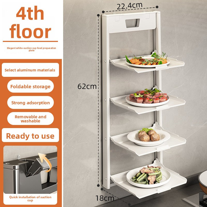 Foldable Suction Cup Kitchen Storage Rack