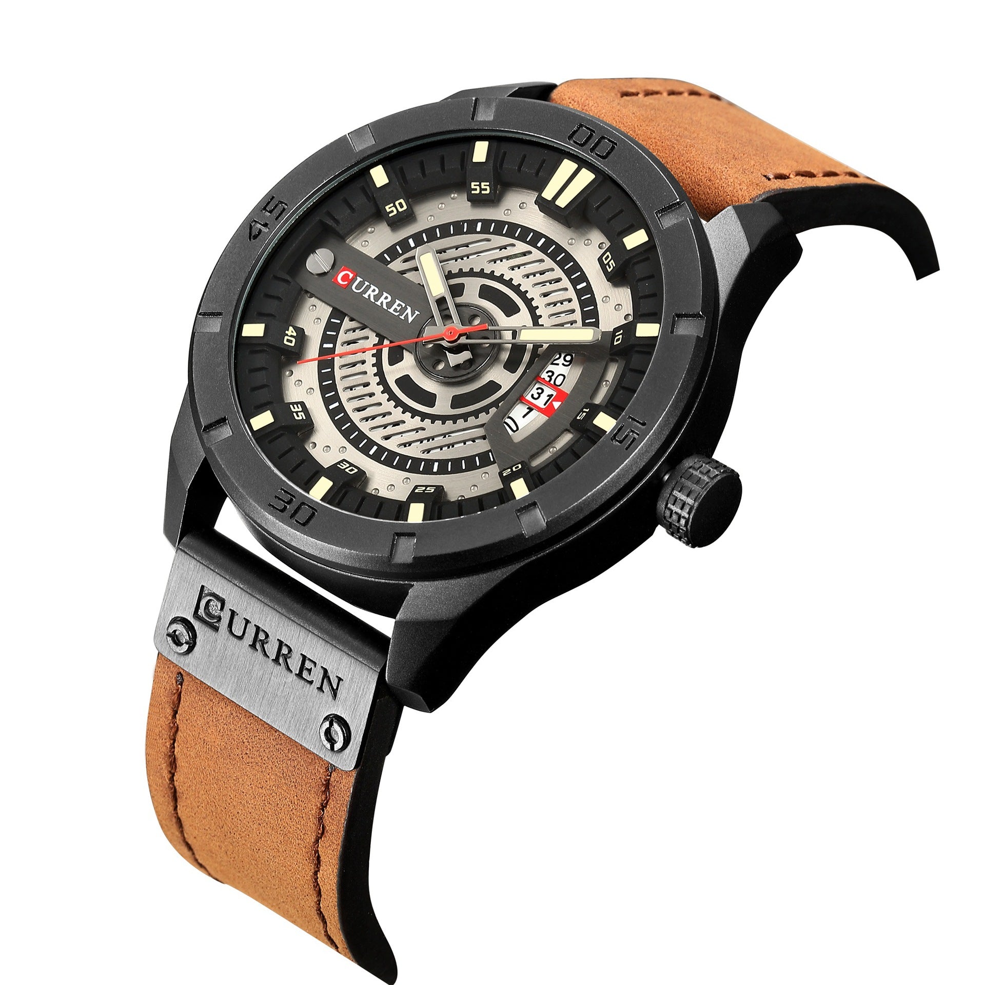 Curren Mens Calendar Leather Strap Watch