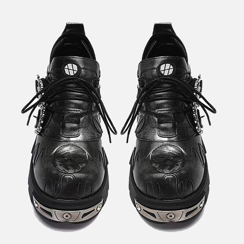 Dark punk little leather shoes