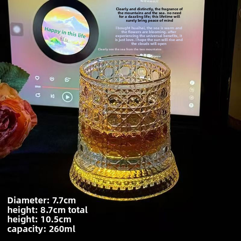 Rotating Luminous Whiskey Glass with Coaster