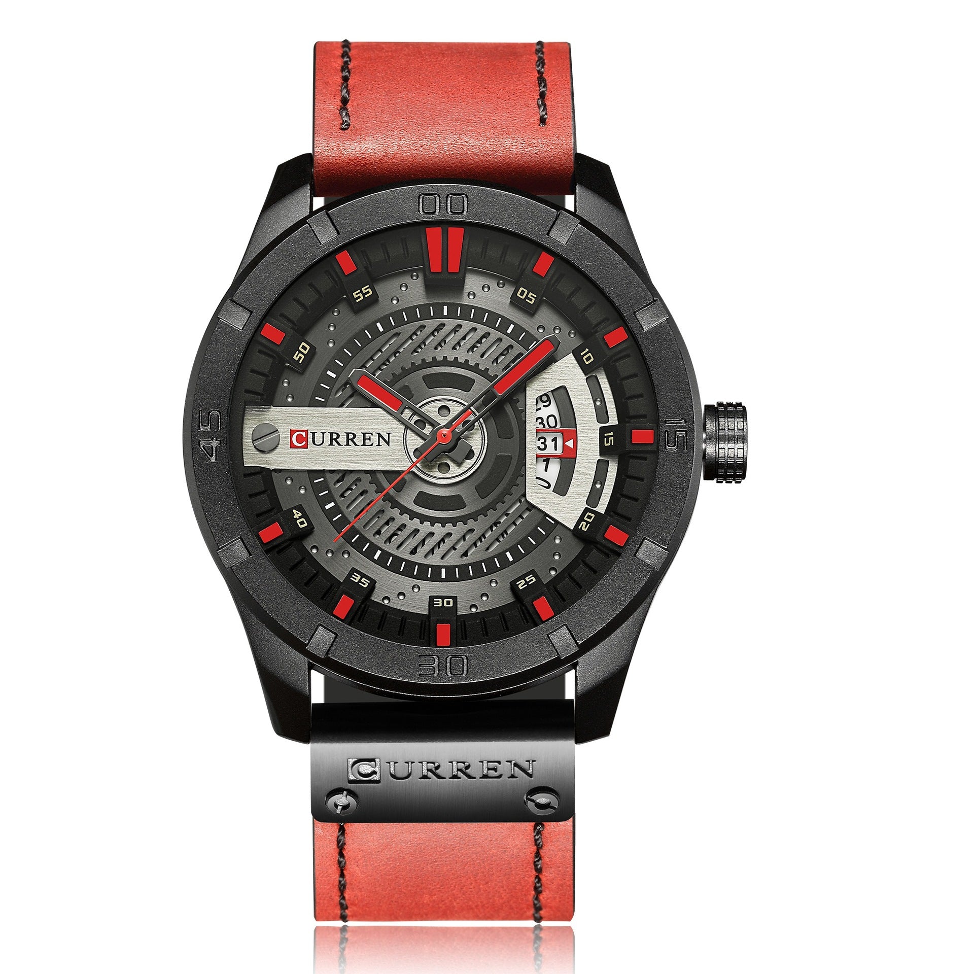 Curren Mens Calendar Leather Strap Watch
