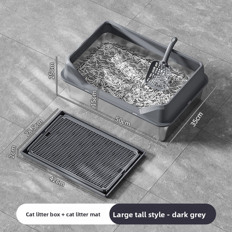 Stainless Steel Cat Litter Box with Anti-Splash Cover