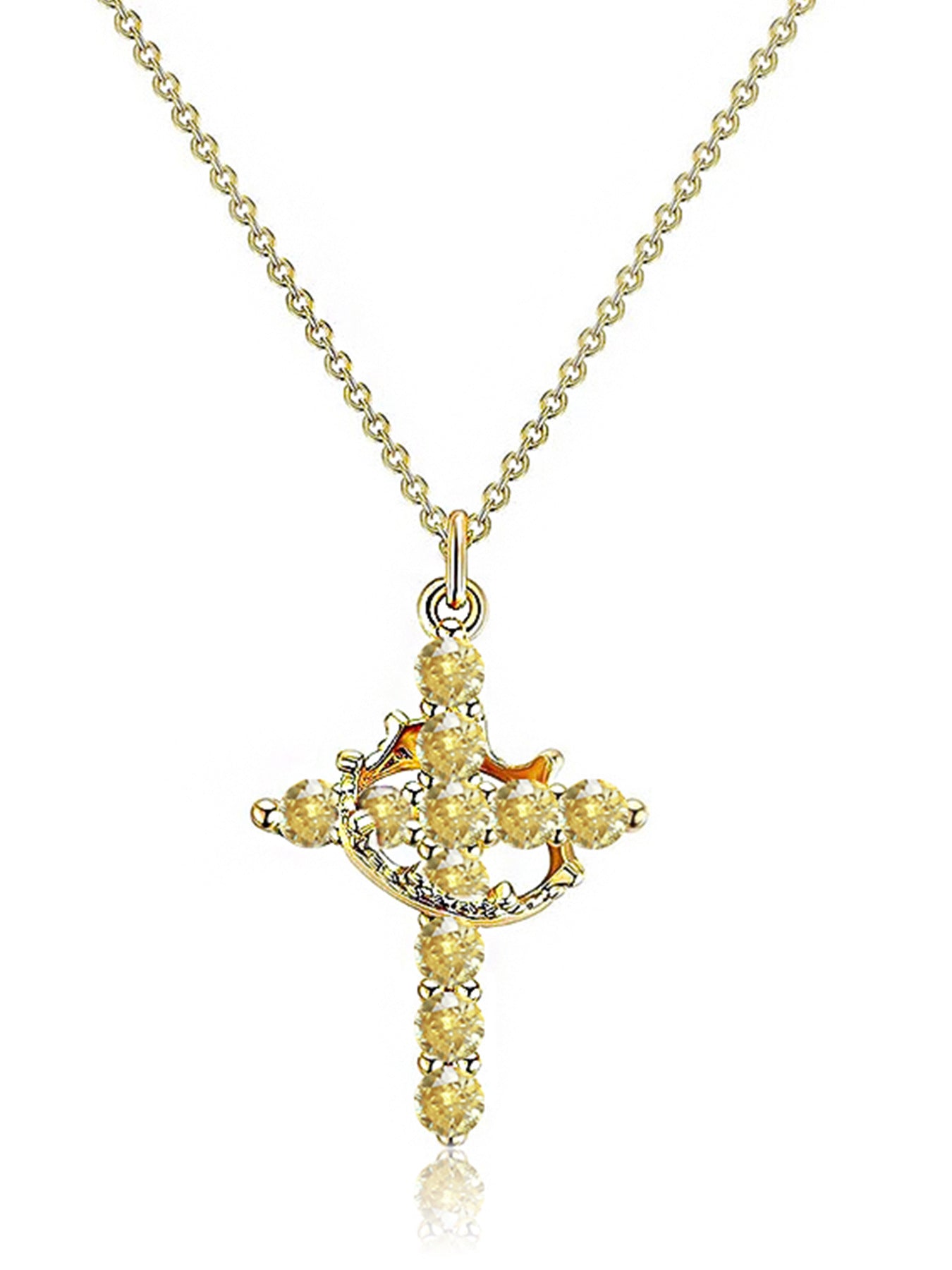 Rotating Zircon Cross Pendant Necklace