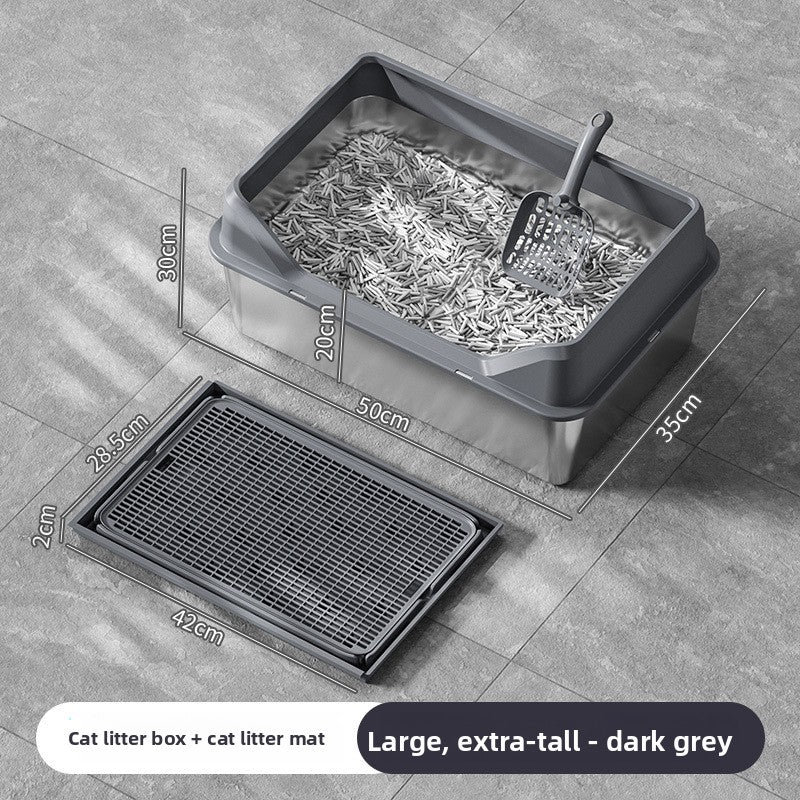 Stainless Steel Cat Litter Box with Anti-Splash Cover