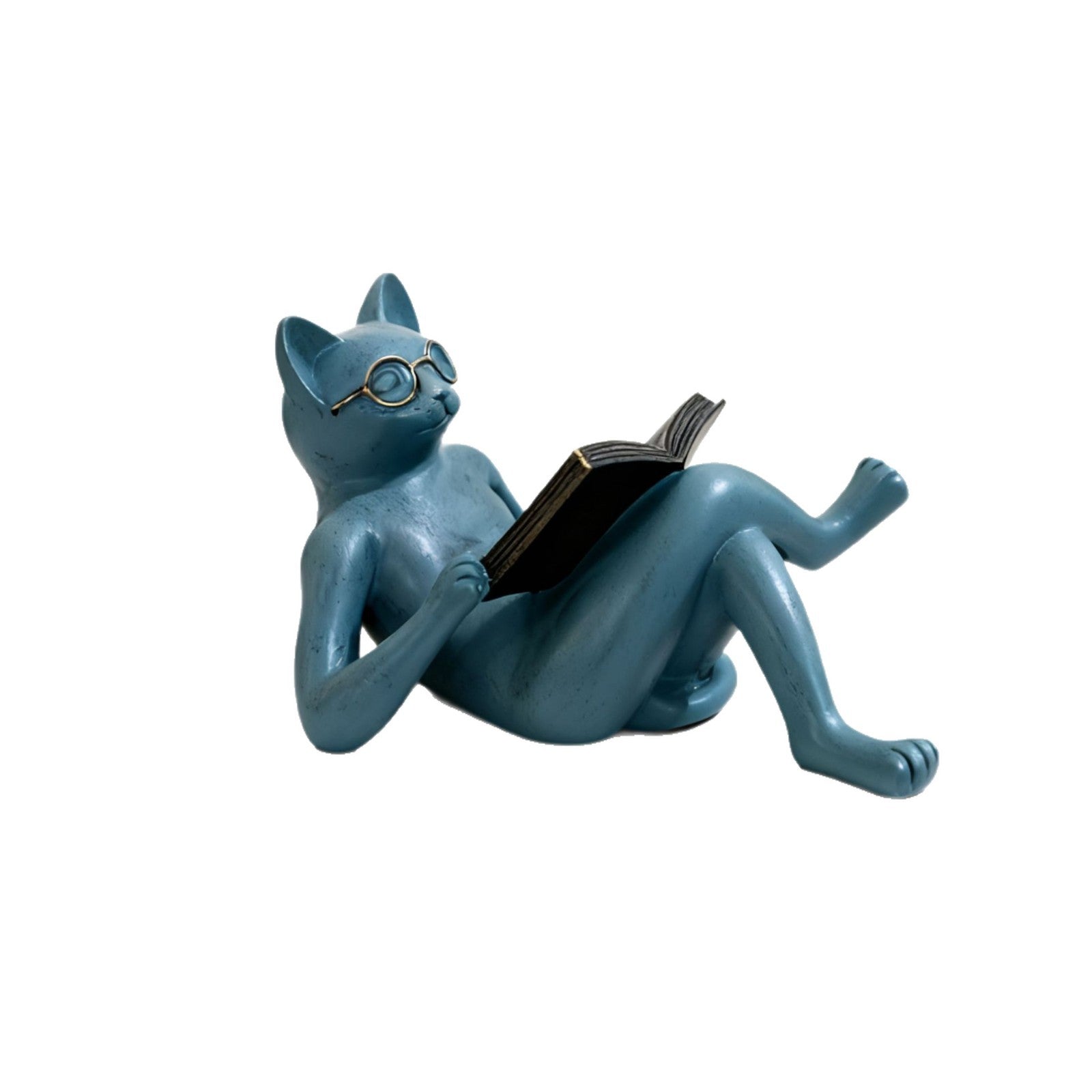 Reading Cat Resin Sculpture Garden Study Decoration
