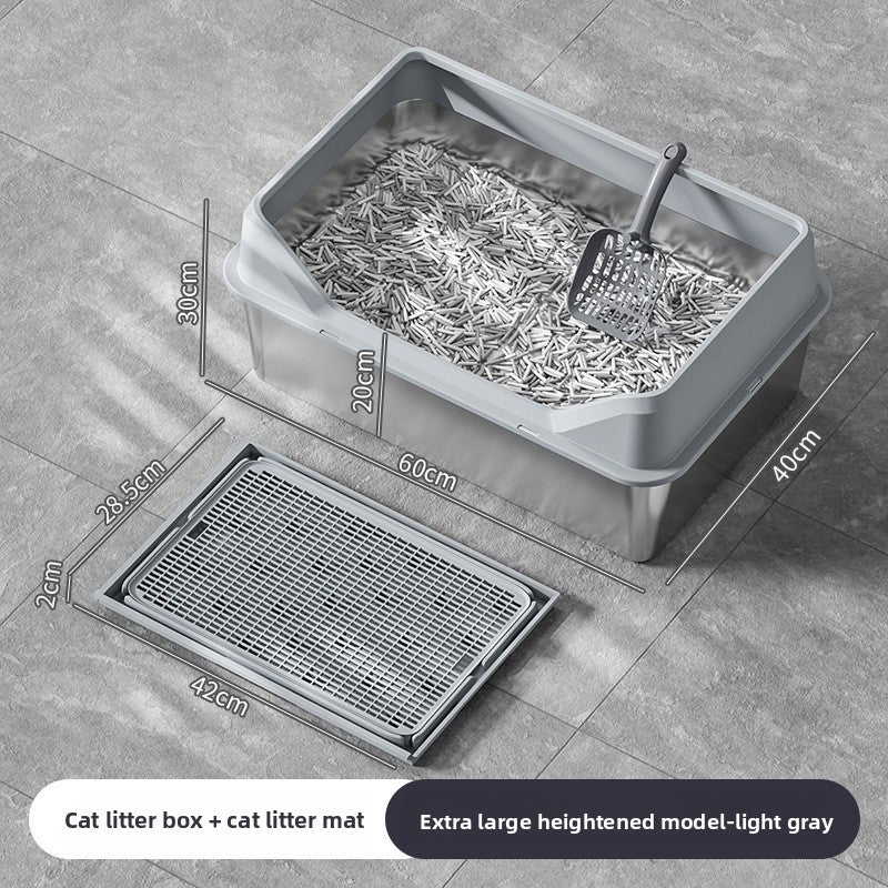 Stainless Steel Cat Litter Box with Anti-Splash Cover