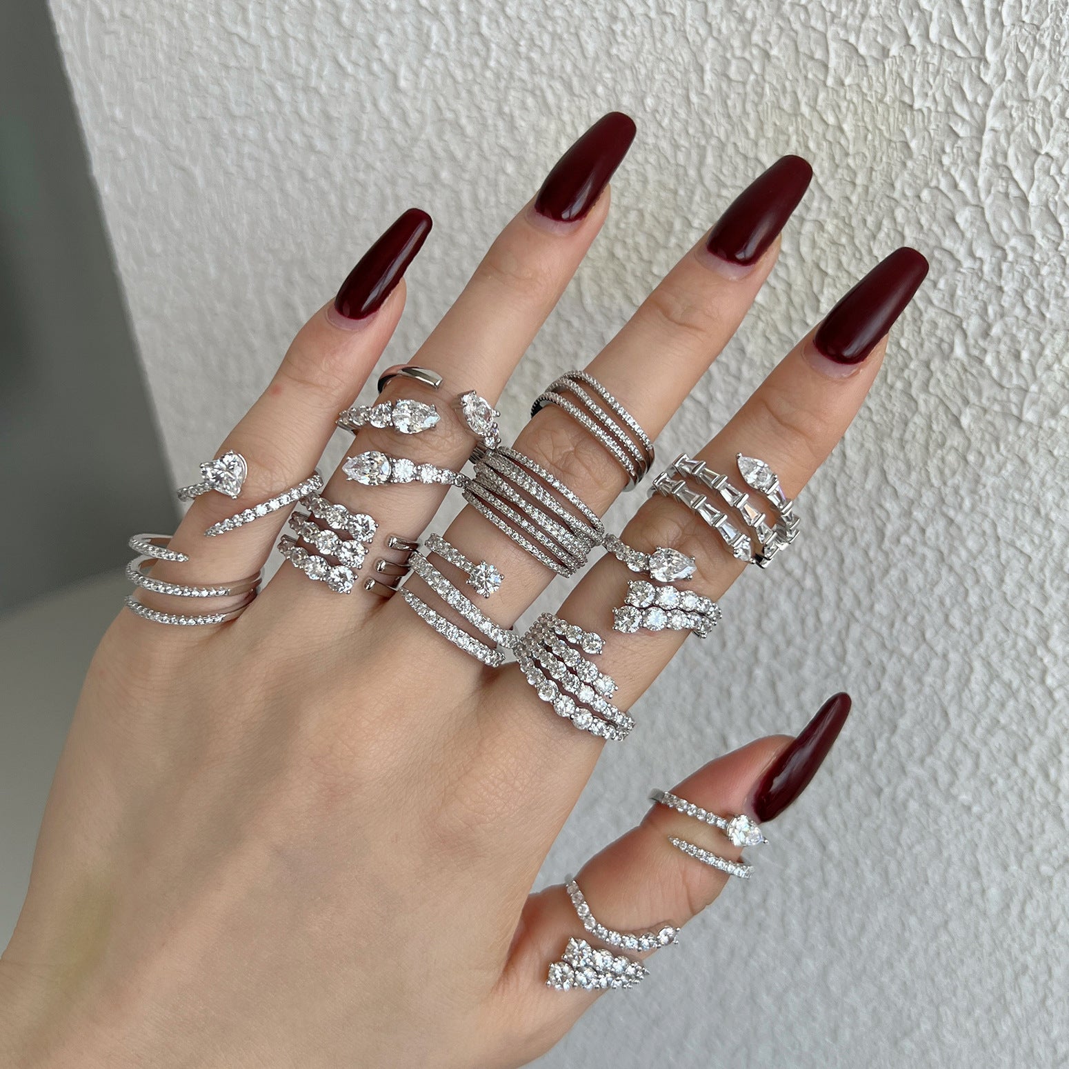 Ring Spiral Full Zircon Inlaid Women Jewelry