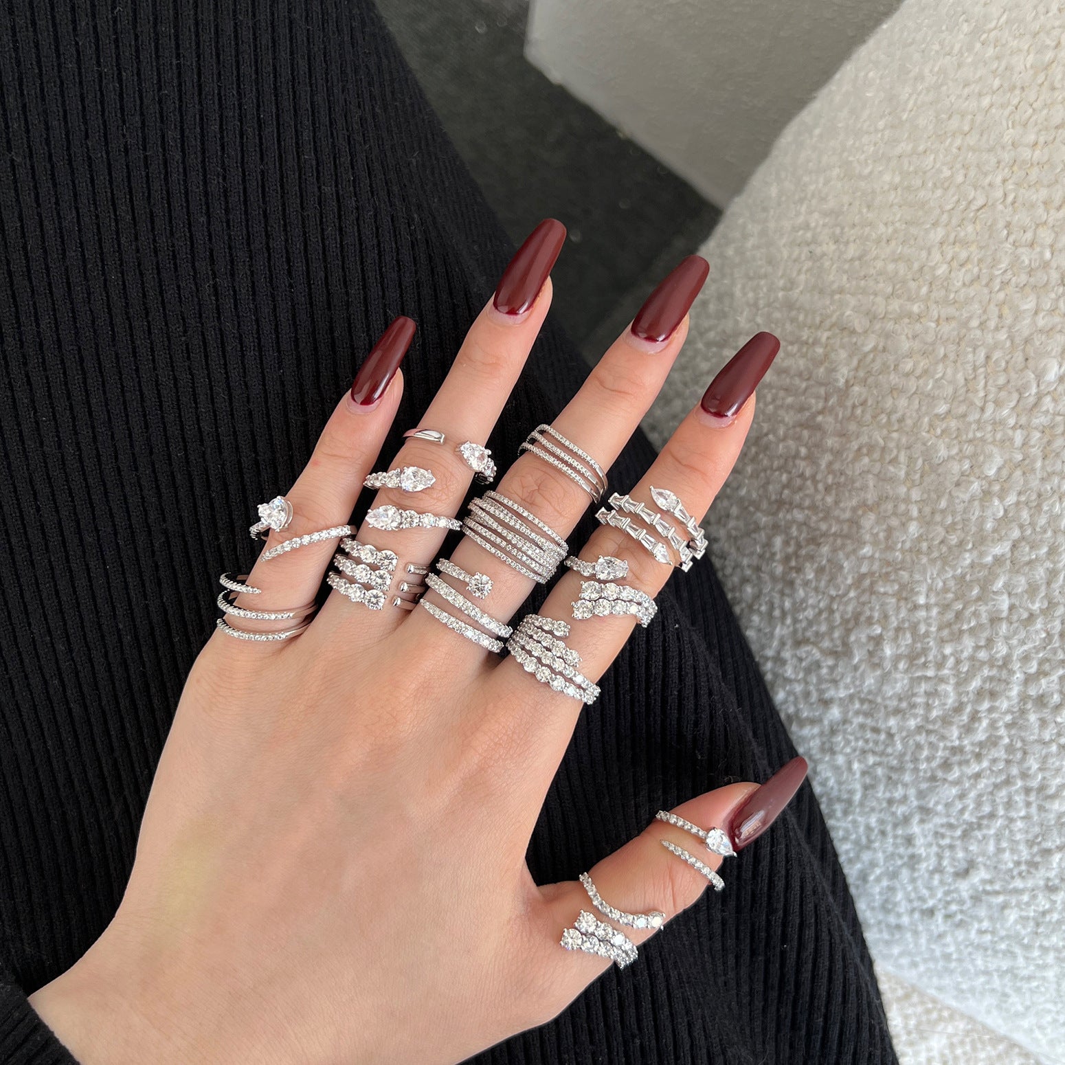 Ring Spiral Full Zircon Inlaid Women Jewelry