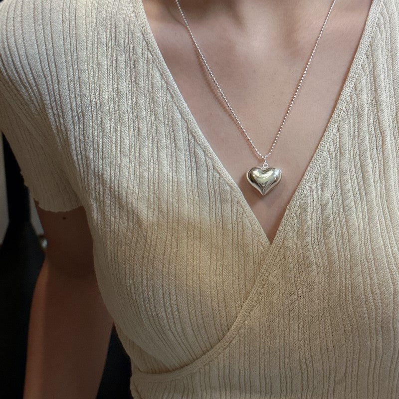 Sterling Silver Love Hollow Pendant Necklace