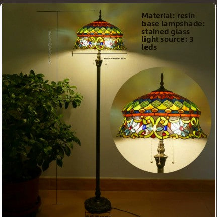 Retro Iron Art Glass Floor Lamp