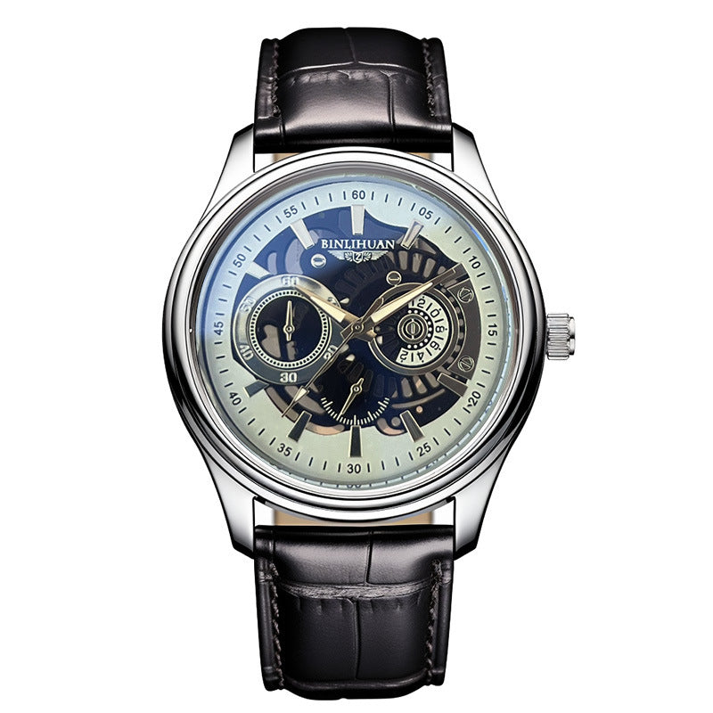 Mens Quartz Watch with Leather Strap