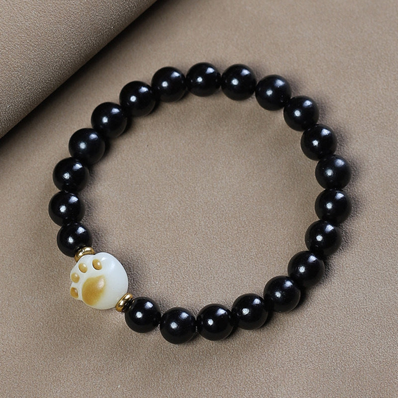 Ebony Wood Bracelet Zen Style Barrel Beads