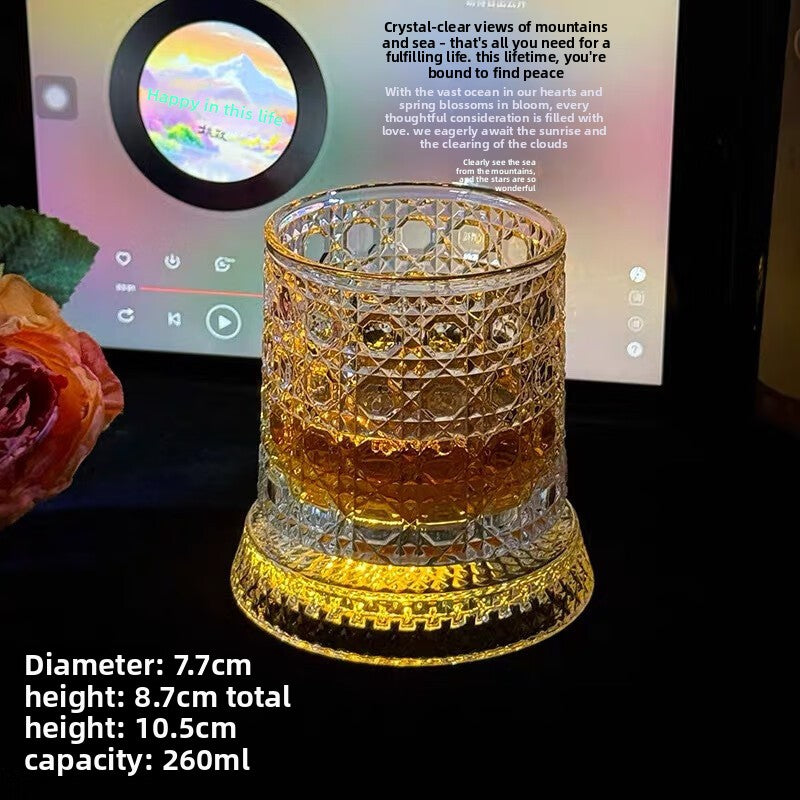 Rotating Luminous Whiskey Glass with Coaster