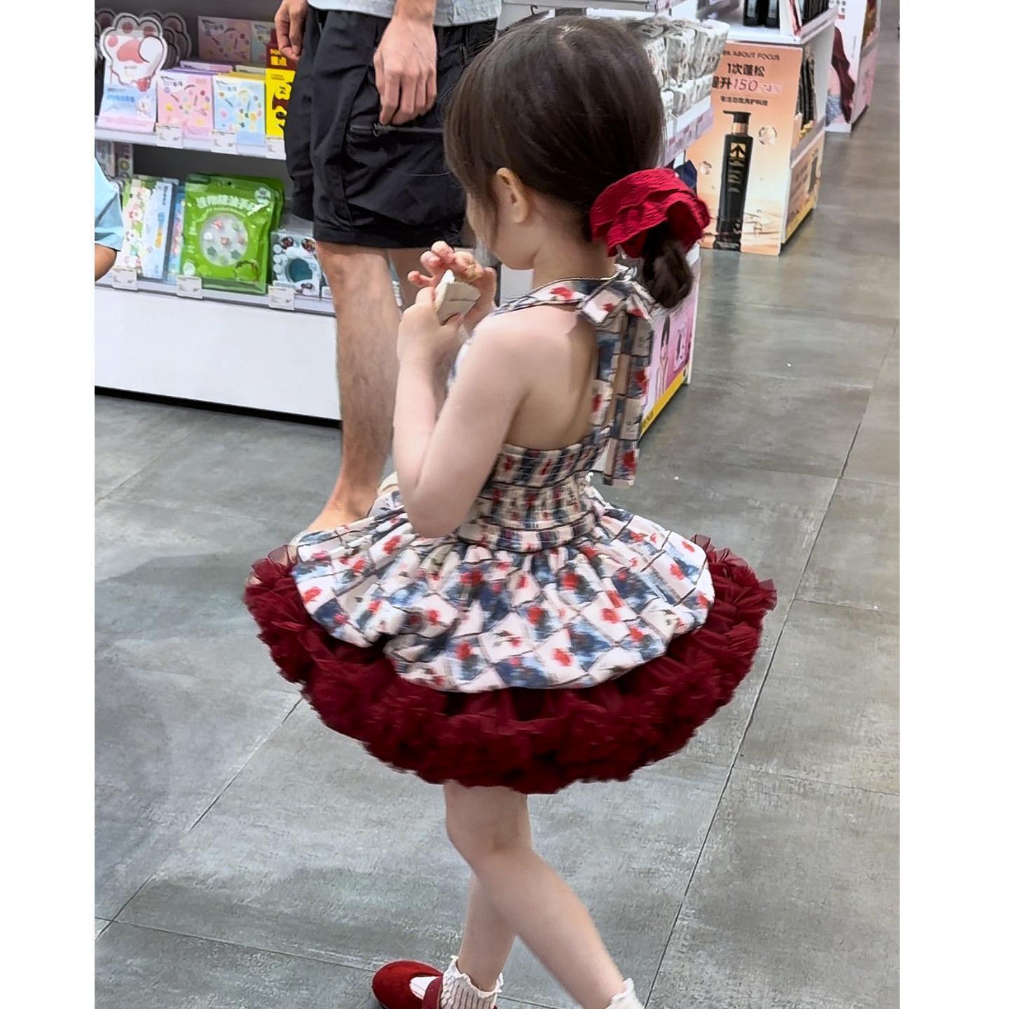 Red midi skirt for baby girls