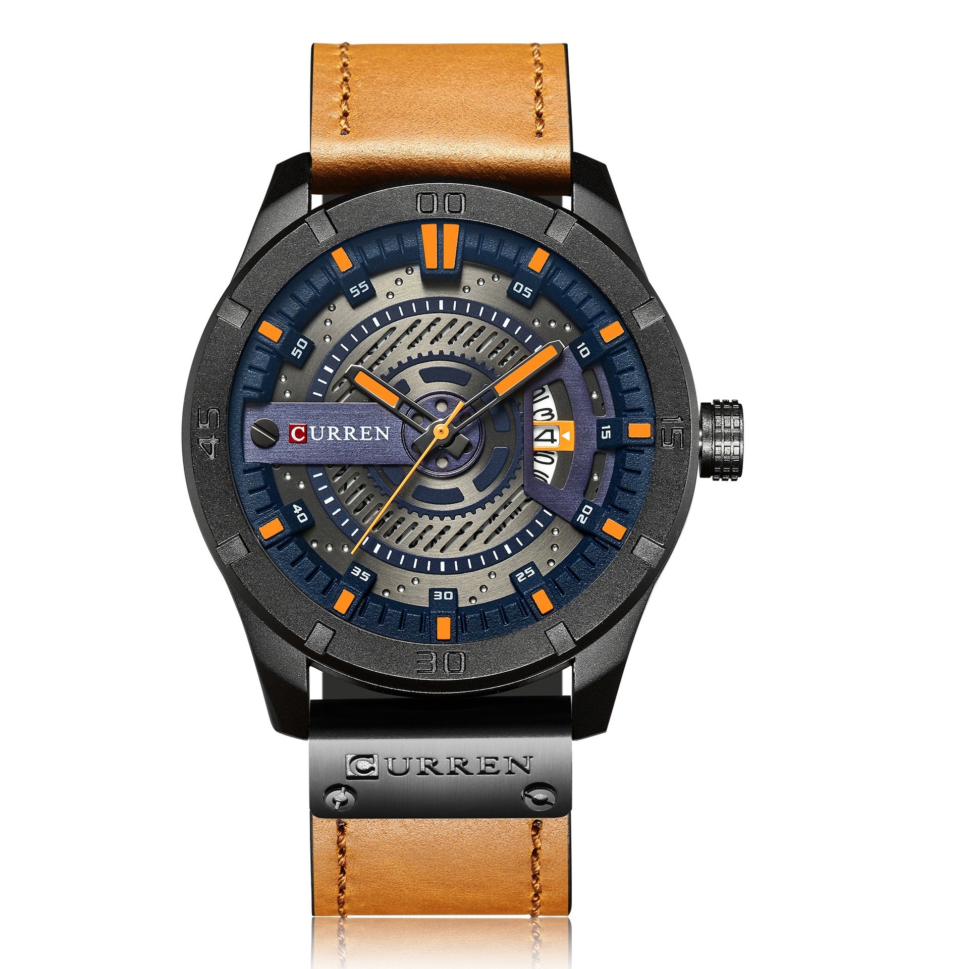 Curren Mens Calendar Leather Strap Watch
