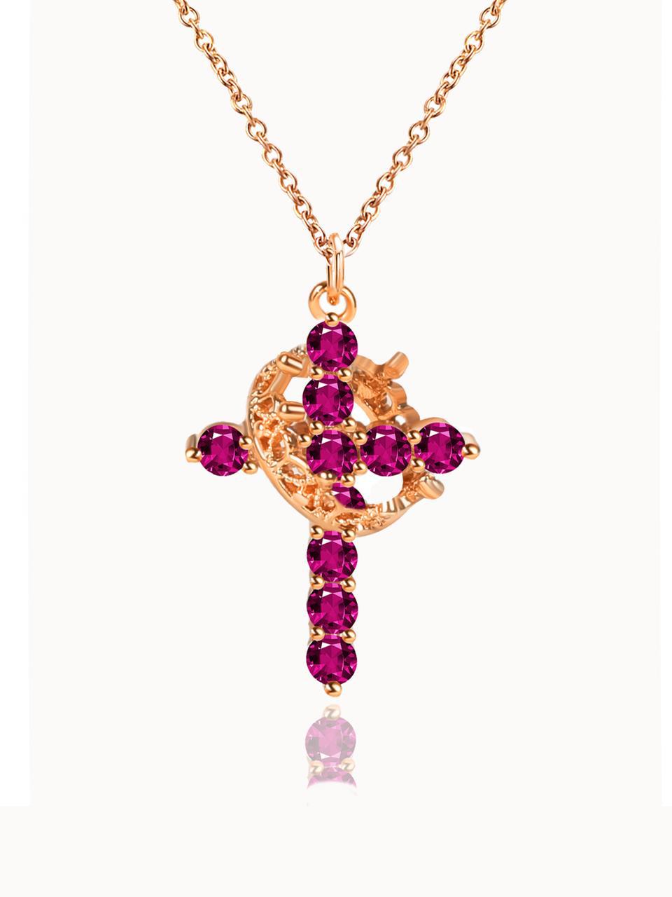 Rotating Zircon Cross Pendant Necklace