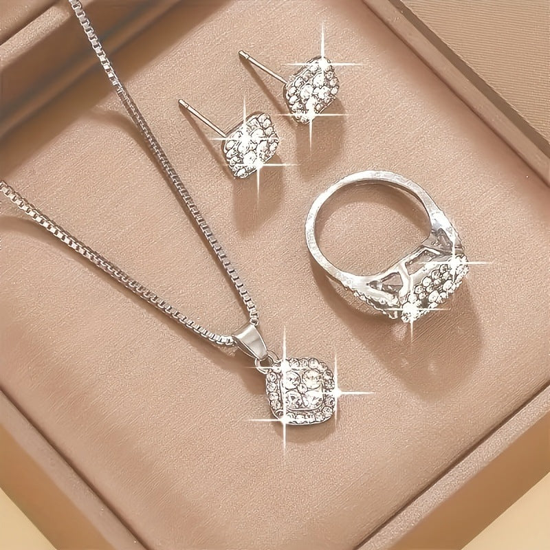 Geometric Diamond-accented Jewelry Set