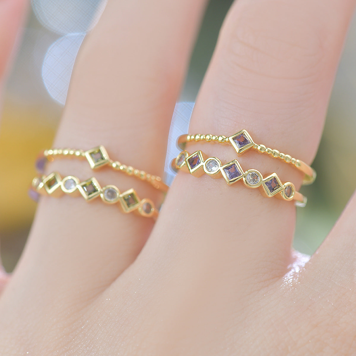 French Style Zircon Butterfly Open Ring