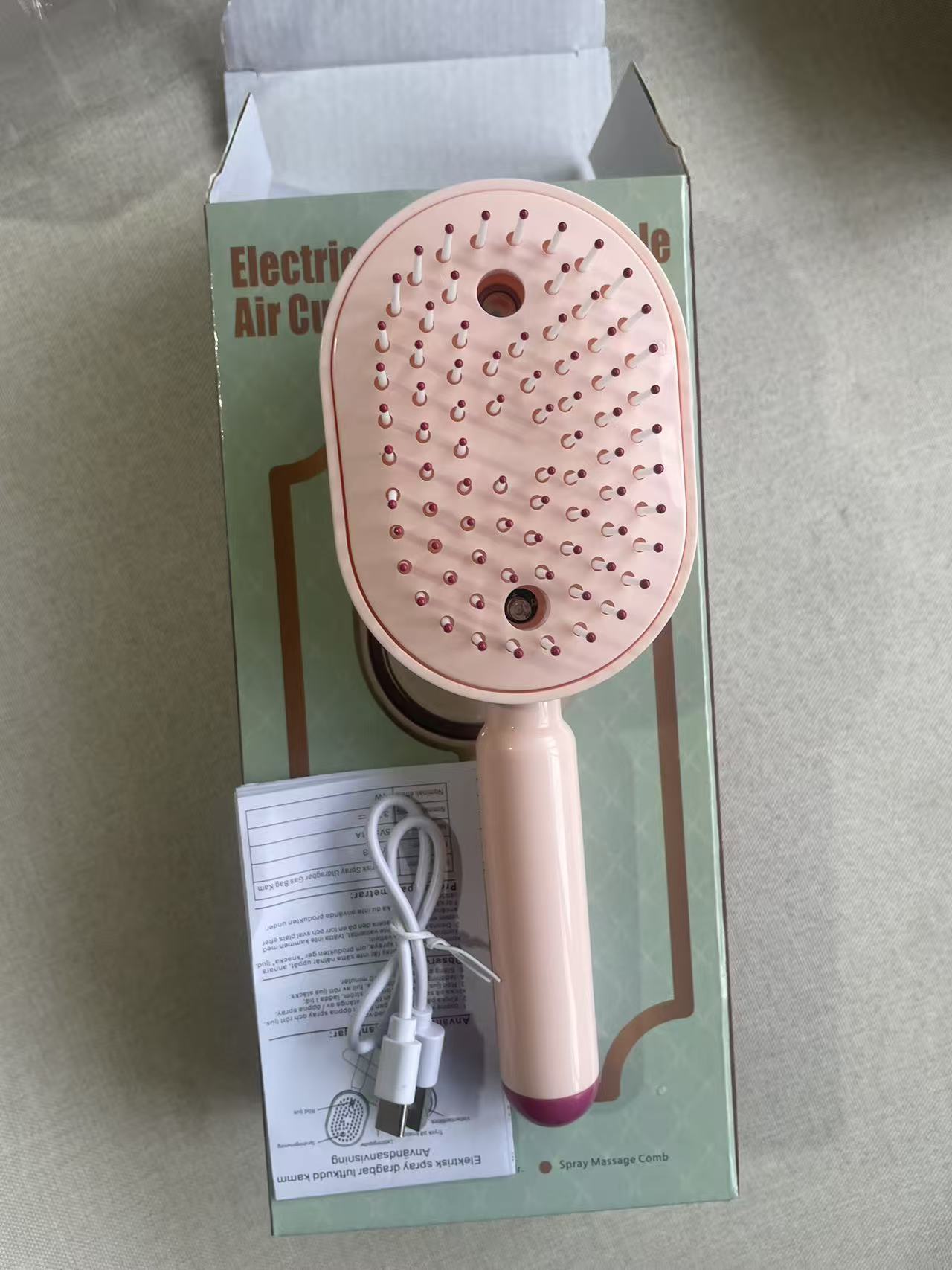 Electric Hair Comb with Oil Spray and Massage Function