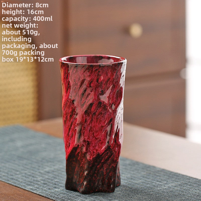 Handmade Ceramic Mug with Wood Grain Glaze