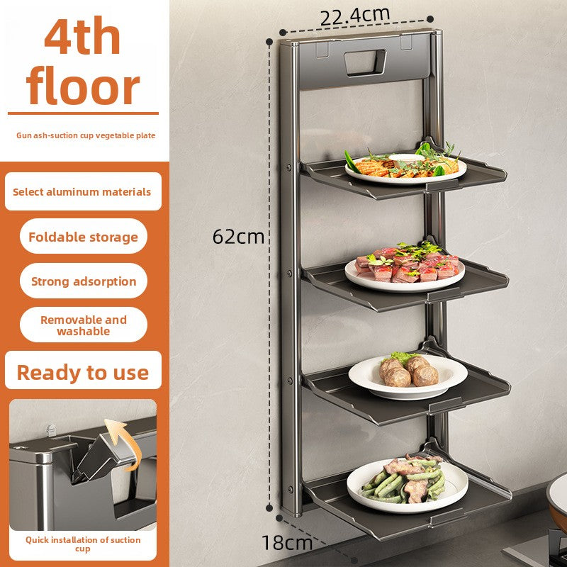 Foldable Suction Cup Kitchen Storage Rack