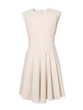 French Style Waist Cinching Round Neck Dress