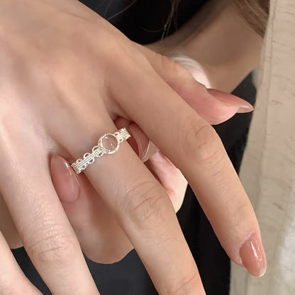 Adjustable Lace Cat Eye Stone Stackable Ring