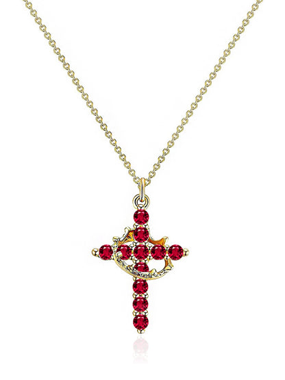 Rotating Zircon Cross Pendant Necklace