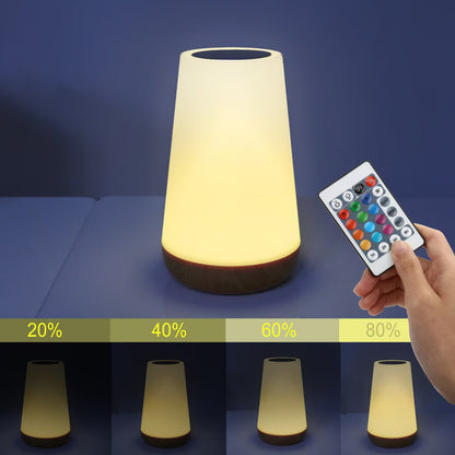 Wood touch sensor night light with remote control