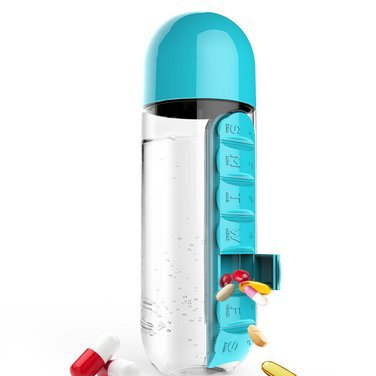 Two-in-One Pill Organizer Water Bottle