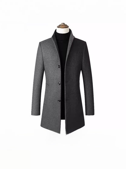 Mens Mid-Length Wool Blend Coat