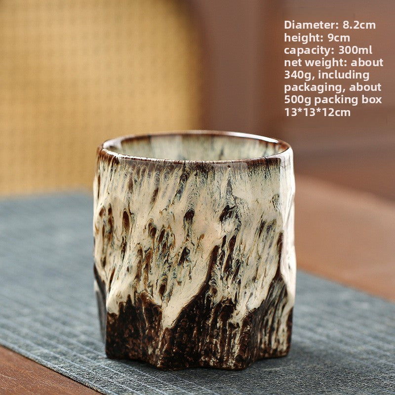 Handmade Ceramic Mug with Wood Grain Glaze
