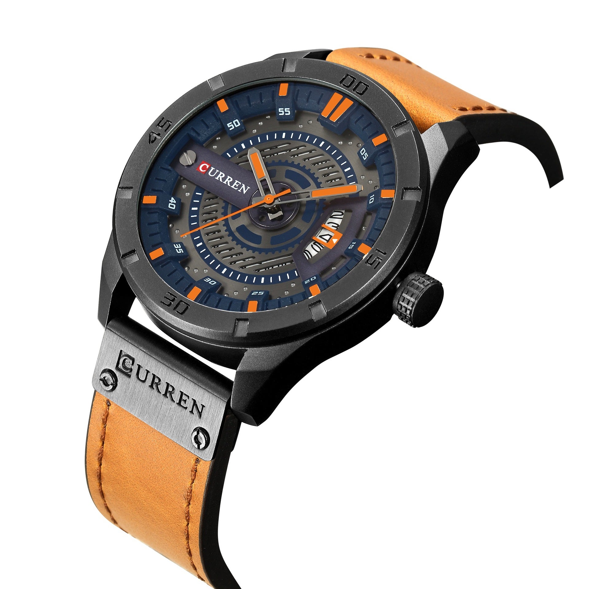 Curren Mens Calendar Leather Strap Watch