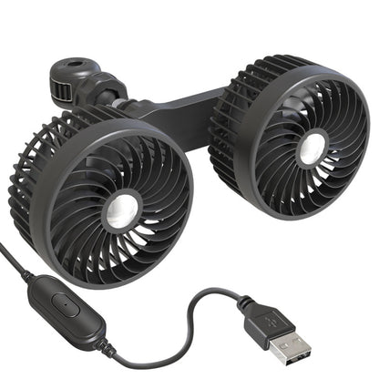 Dual Head Car Fan with USB and 12V/24V Compatibility