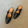 French Genuine Leather Flat Sandals