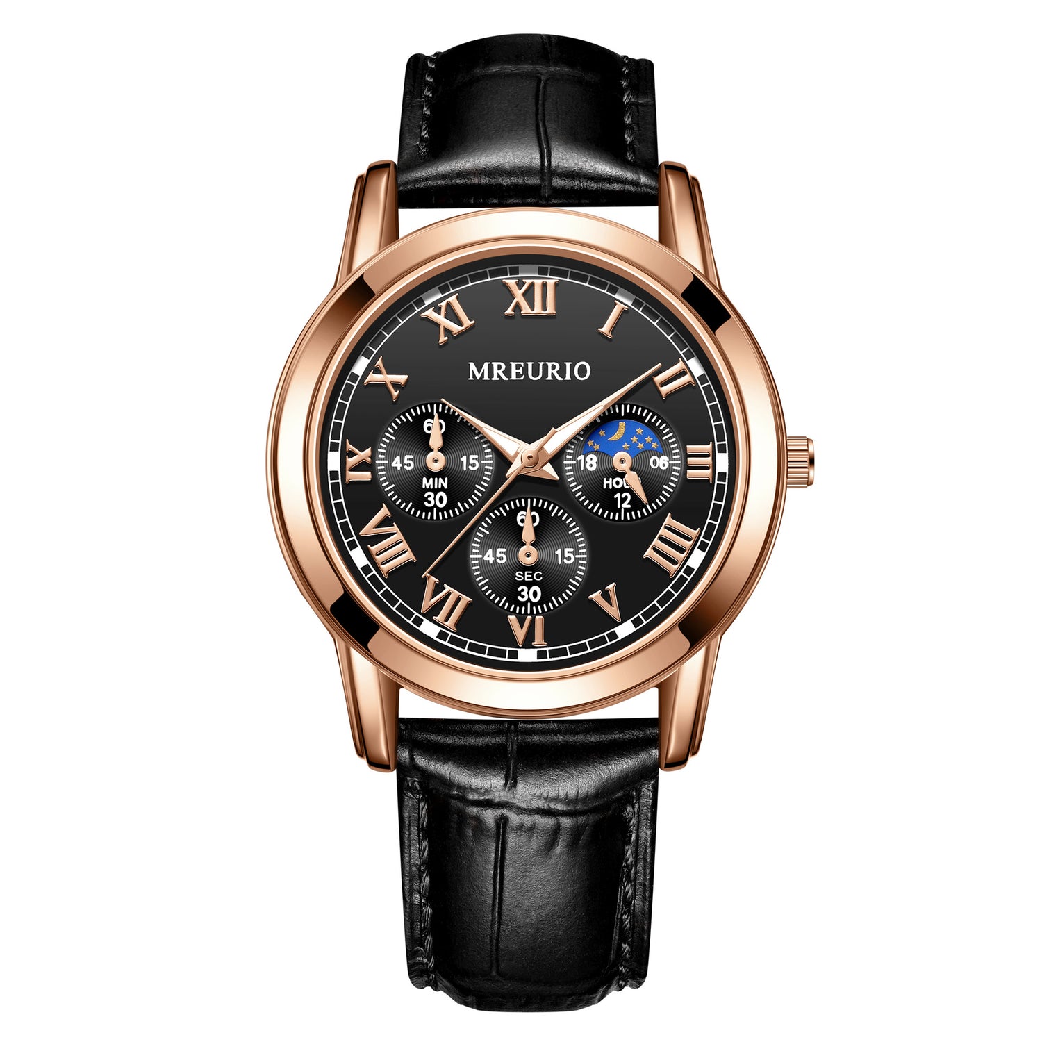 Mens Quartz Watch Leather Strap