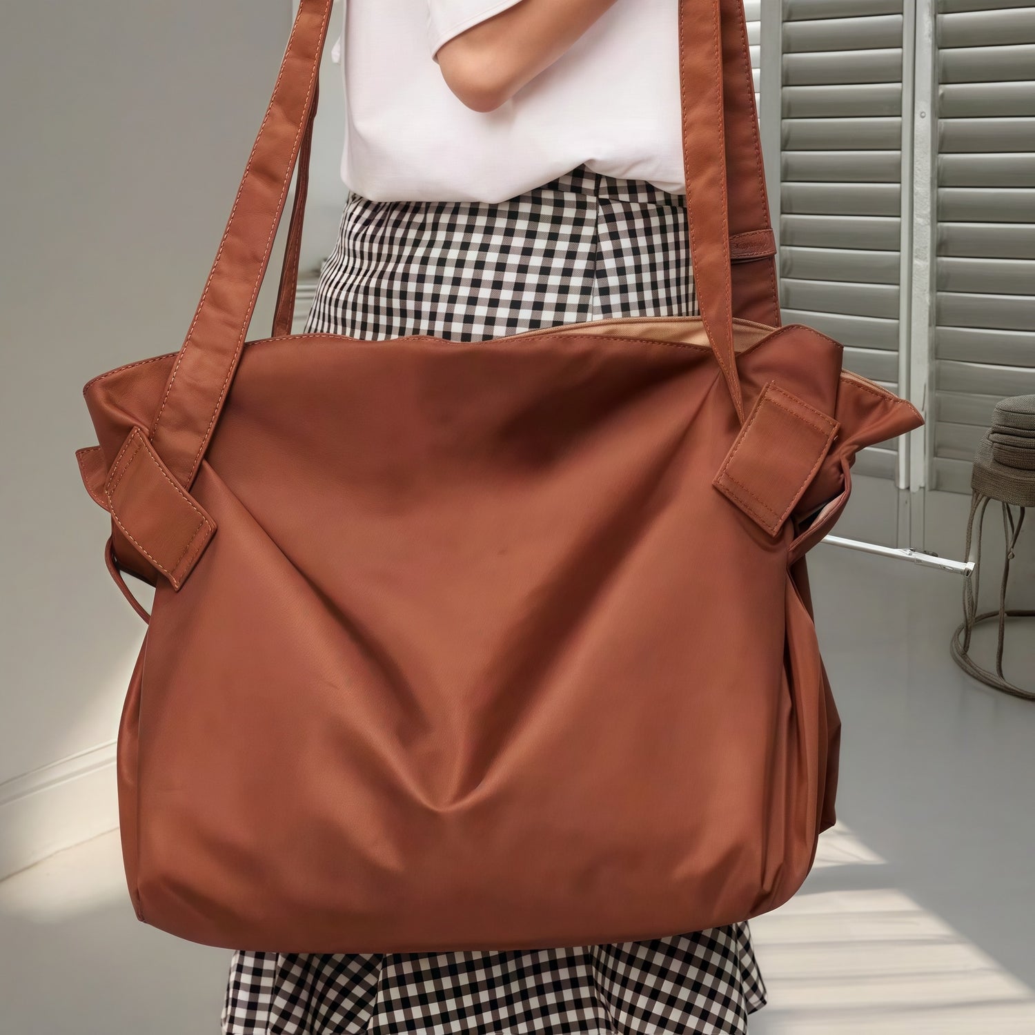 Washed Tote Bag for Women Large Capacity Casual Shoulder Bag