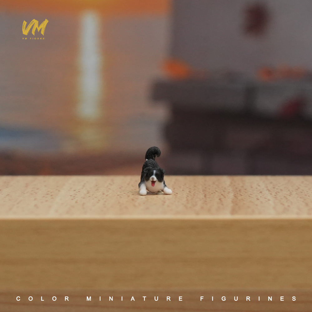 Playful Border Collie 1/64 Scale Miniature Model with 3D Printed Figurine