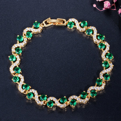 Elegant Gold Electroplated Copper Zircon Bracelet