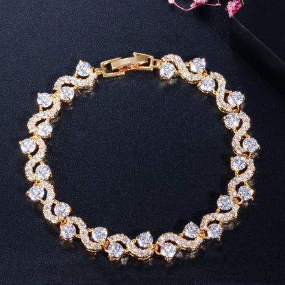 Elegant Gold Electroplated Copper Zircon Bracelet